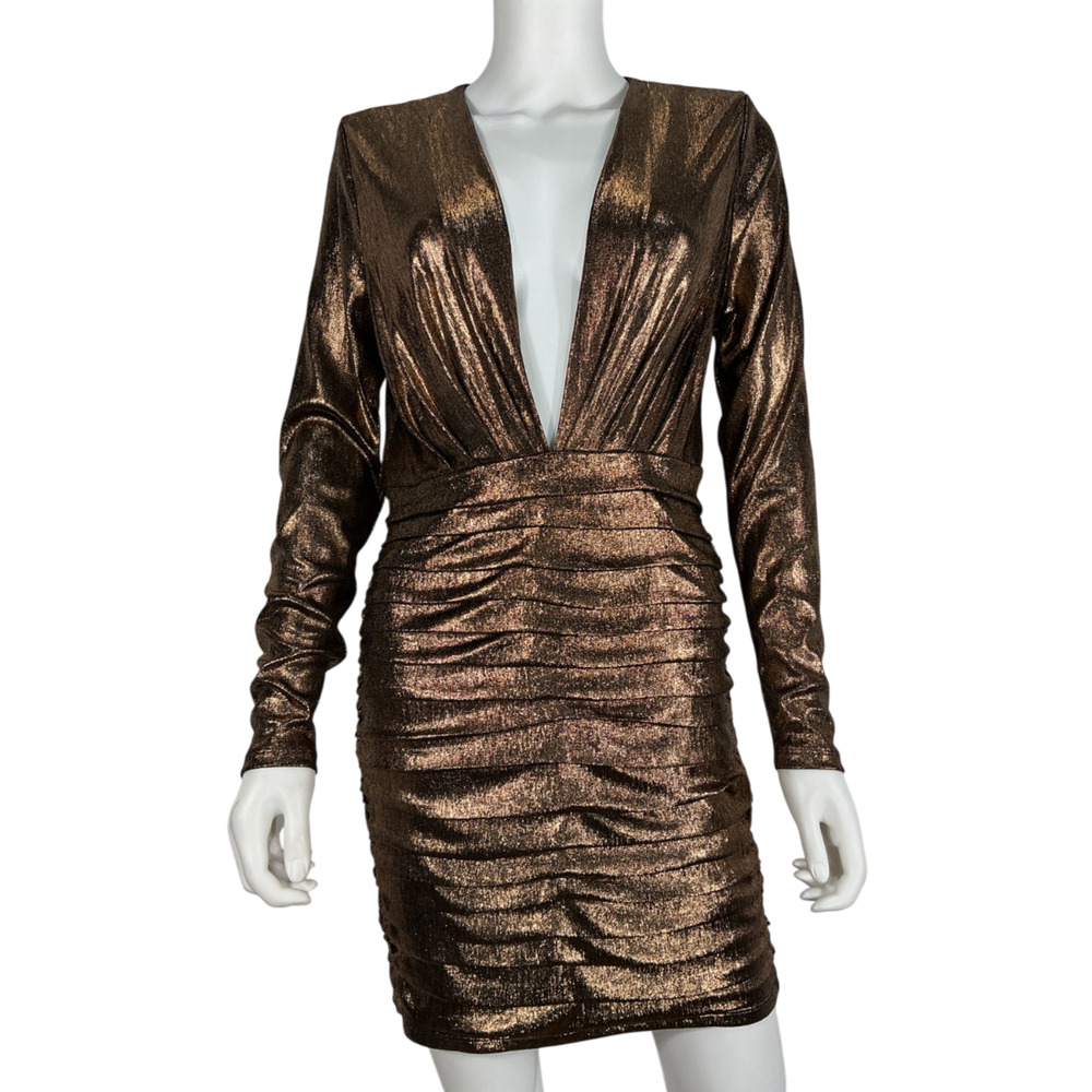 Ramy Brook Metallic Brown Willow Dress Size 6 - Picture 2 of 4